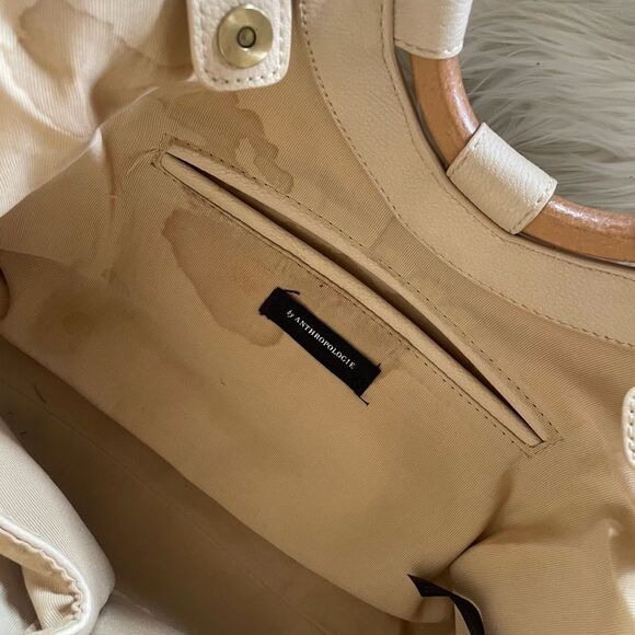 RARE Anthropologie cream tote bag - Picture 8 of 11